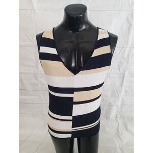 Dana Buchman Sweater Women's Large Black & Beige Sleeveless #